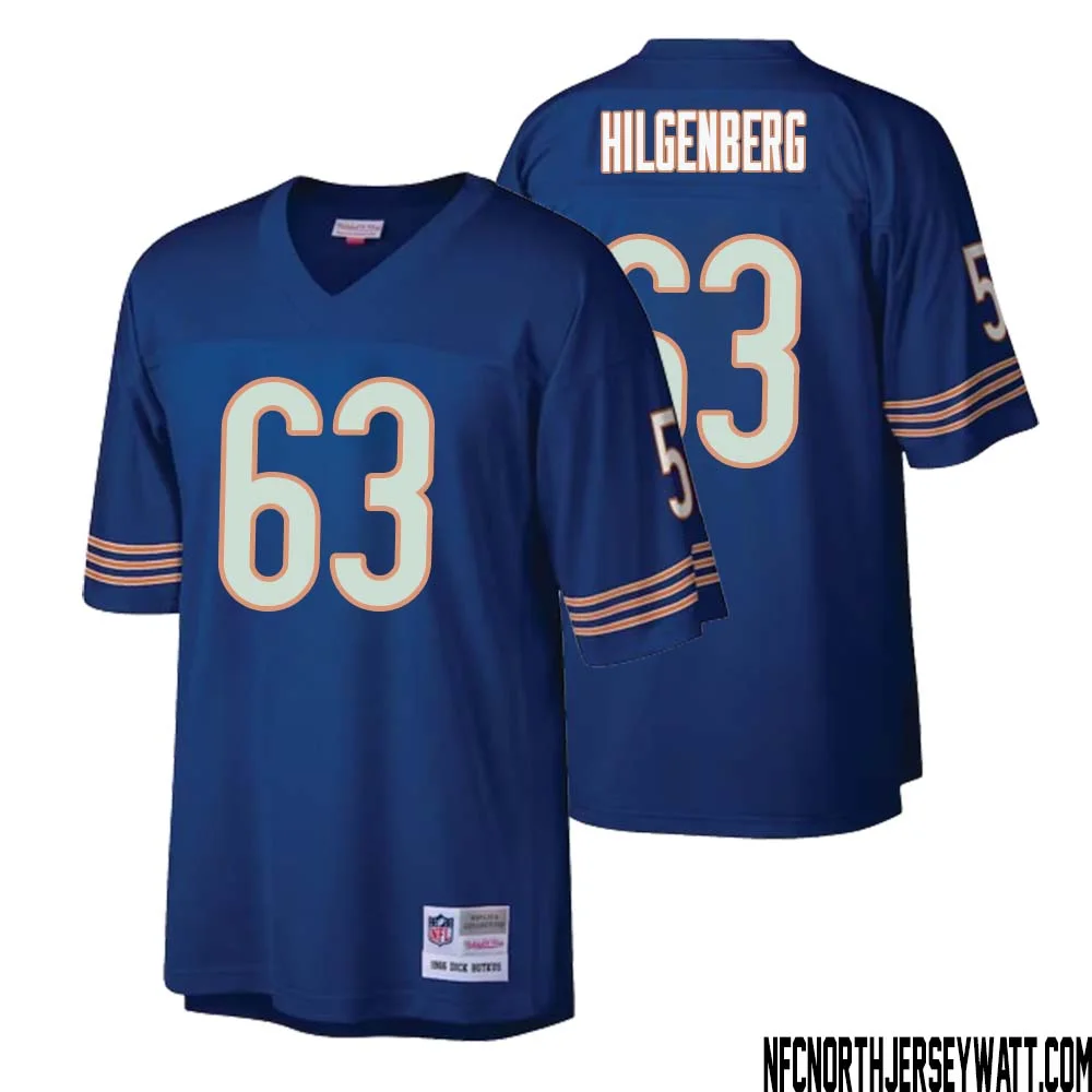 Jay Hilgenberg No 63 Men Mitchell Ness Navy Chicago Bears Retired Player Legacy Replica Jersey