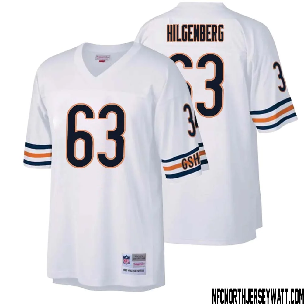 Jay Hilgenberg No 63 Men Mitchell Ness White Chicago Bears Legacy Replica Jersey
