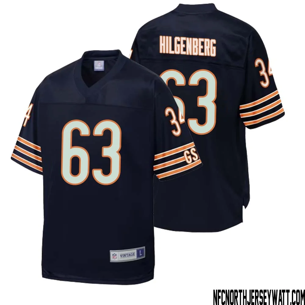 Jay Hilgenberg No 63 Men NFL Pro Line Navy Chicago Bears Retired Player Replica Jersey