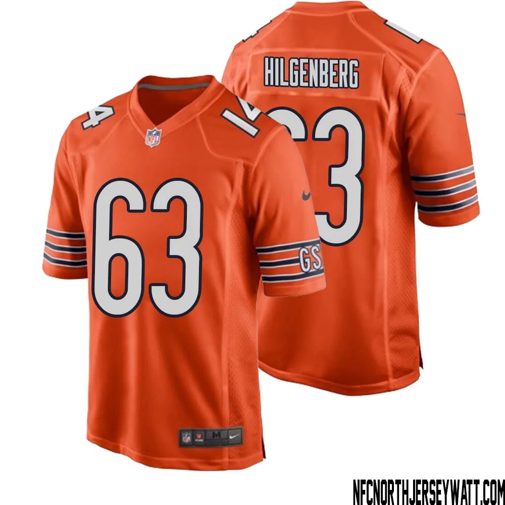 Jay Hilgenberg No 63 Men Orange Chicago Bears Alternate Game Player Jersey 1