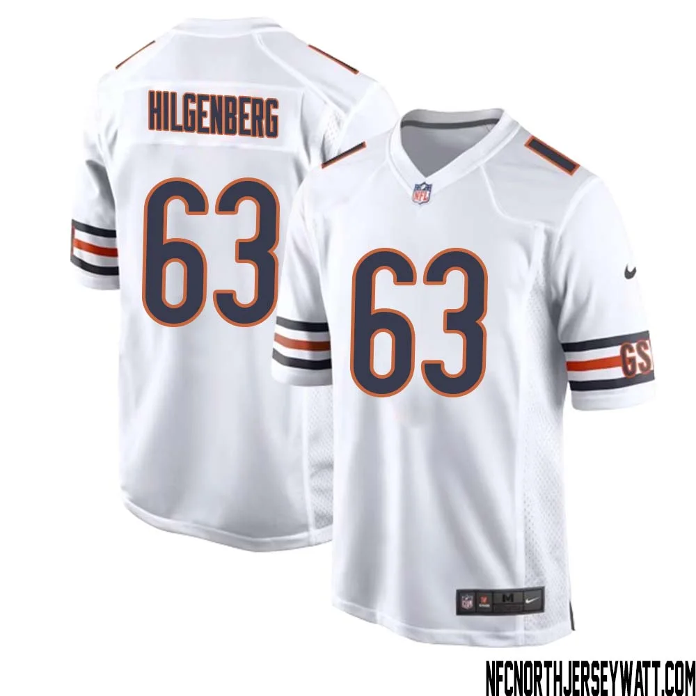 Jay Hilgenberg No 63 Men White Chicago Bears Away Game Jersey 1