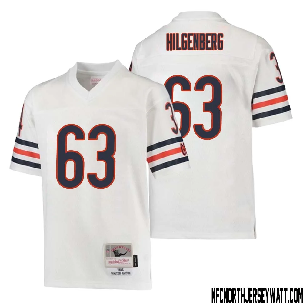 Jay Hilgenberg No 63 Youth Mitchell Ness White Chicago Bears 1985 Retired Player Legacy Jersey 1