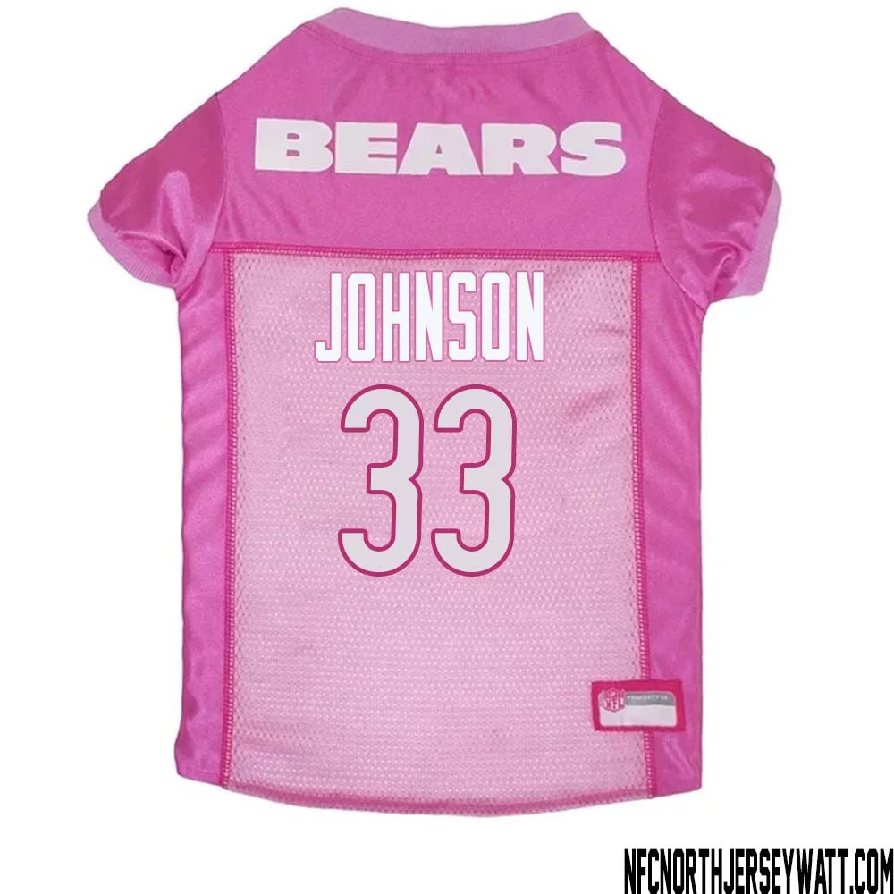 Jaylon Johnson No 33 Chicago Bears Dog Jersey Pink 1