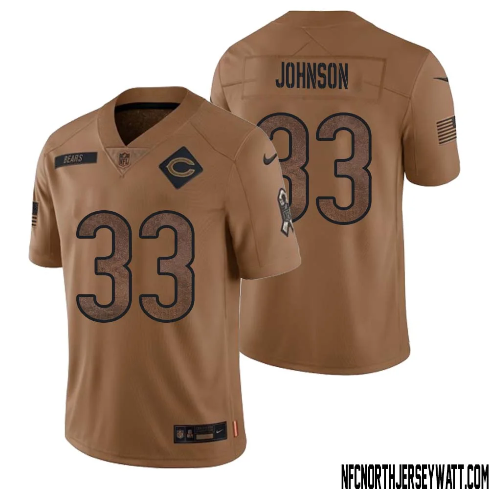 Jaylon Johnson No 33 Men Brown Chicago Bears 2023 Salute To Service Retired Player Limited Jersey 1