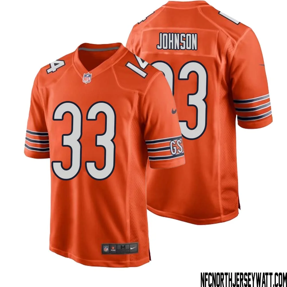 Jaylon Johnson No 33 Men Orange Chicago Bears Alternate Game Player Jersey