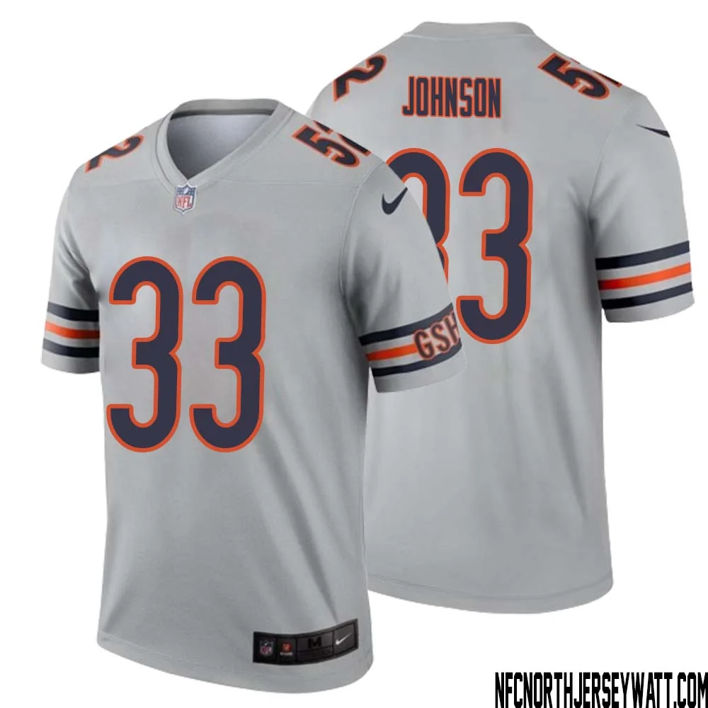Jaylon Johnson No 33 Men Silver Chicago Bears Inverted Legend Jersey 1