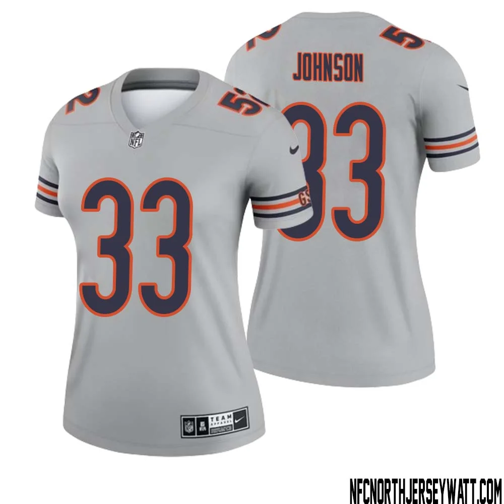 Jaylon Johnson No 33 Women Silver Chicago Bears Inverted Legend Jersey 1