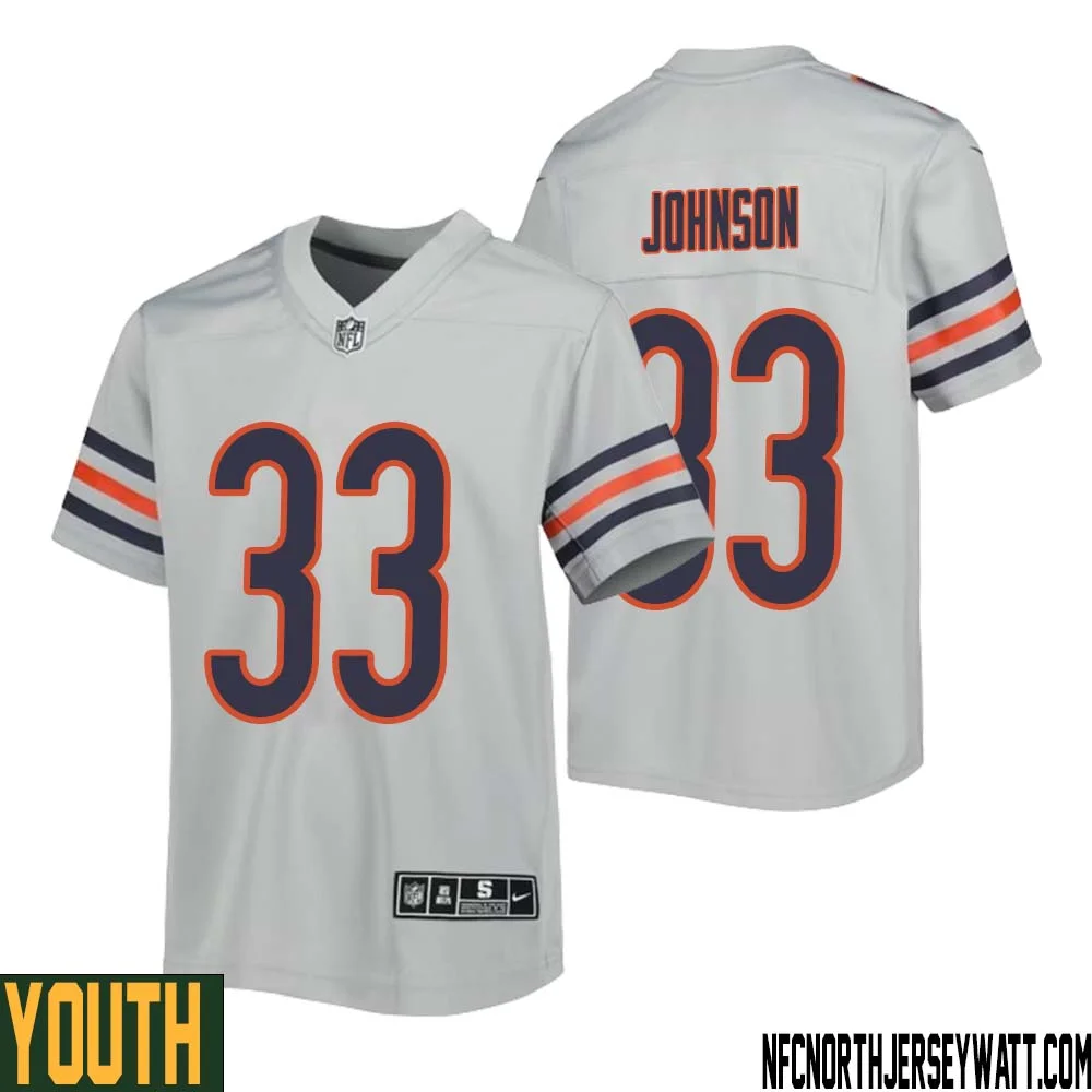 Jaylon Johnson No 33 Youth Silver Chicago Bears Inverted Legend Jersey