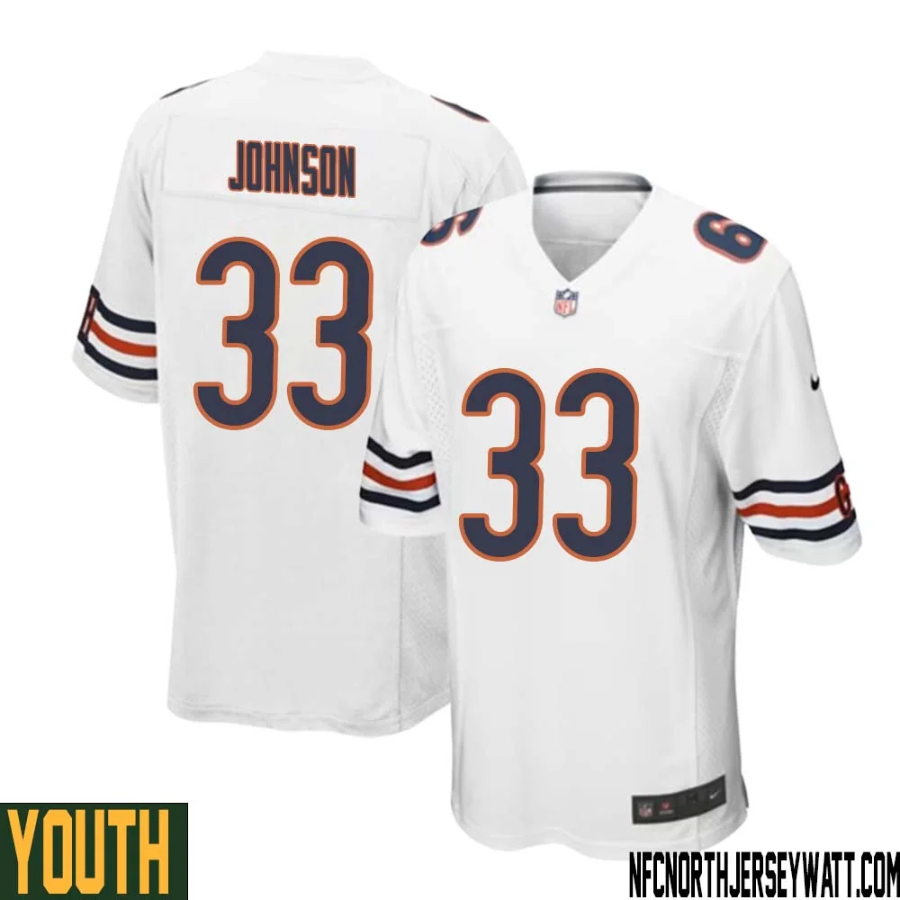 Jaylon Johnson No 33 Youth White Chicago Bears Away Game Jersey