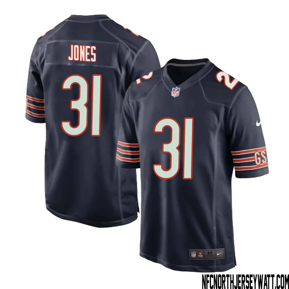 Jaylon Jones No 31 Chicago Bears Home Game Navy Jersey for Men