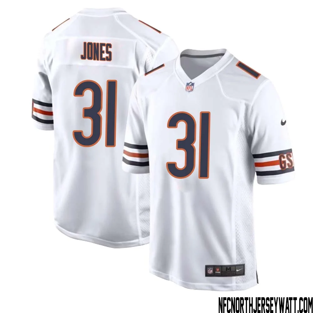 Jaylon Jones No 31 Men White Chicago Bears Away Game Jersey