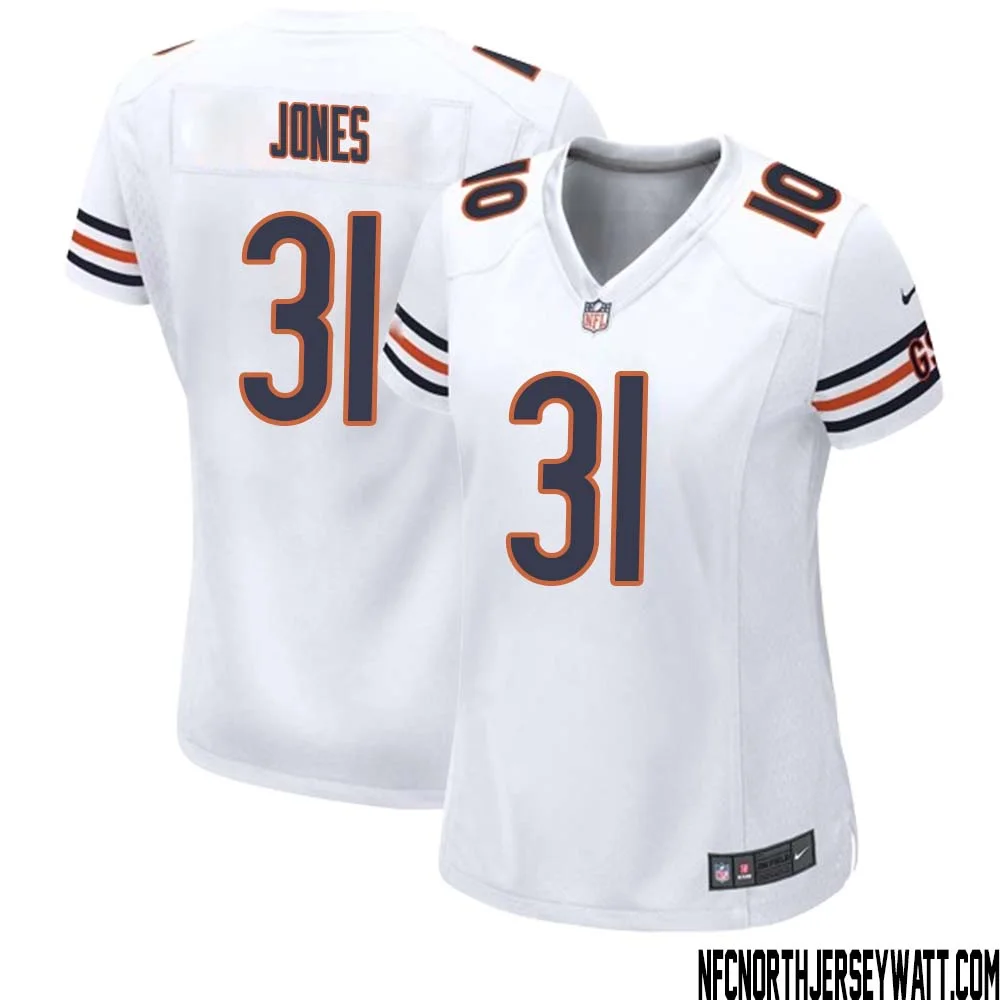Jaylon Jones No 31 Women White Chicago Bears Away Game Jersey