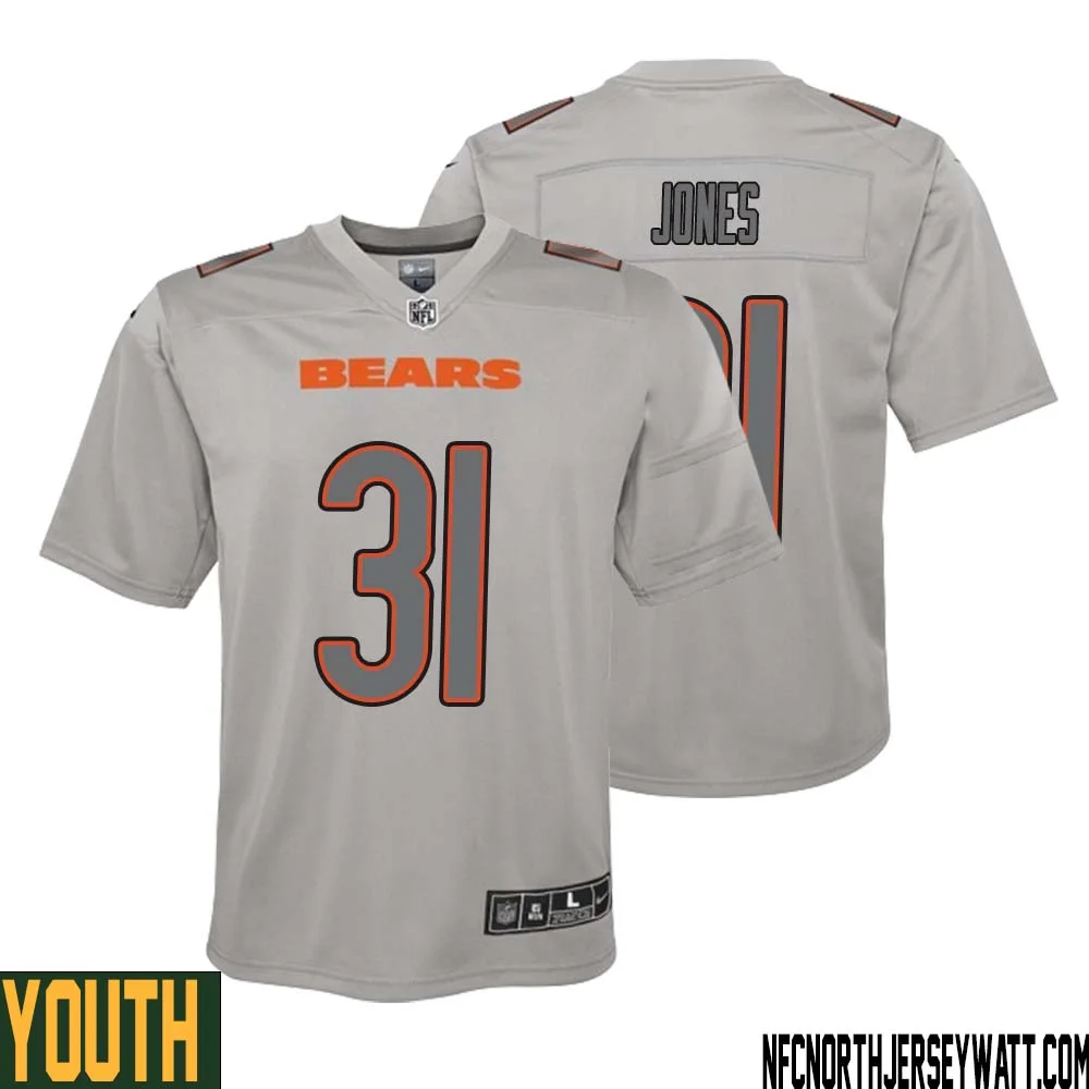 Jaylon Jones No 31 Youth Gray Chicago Bears Atmosphere Fashion Game Jersey 1
