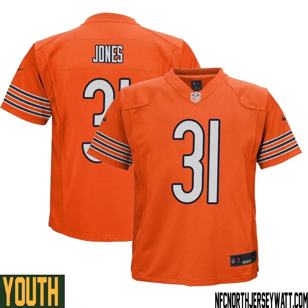 Jaylon Jones No 31 Youth Orange Chicago Bears Alternate Game Player Jersey