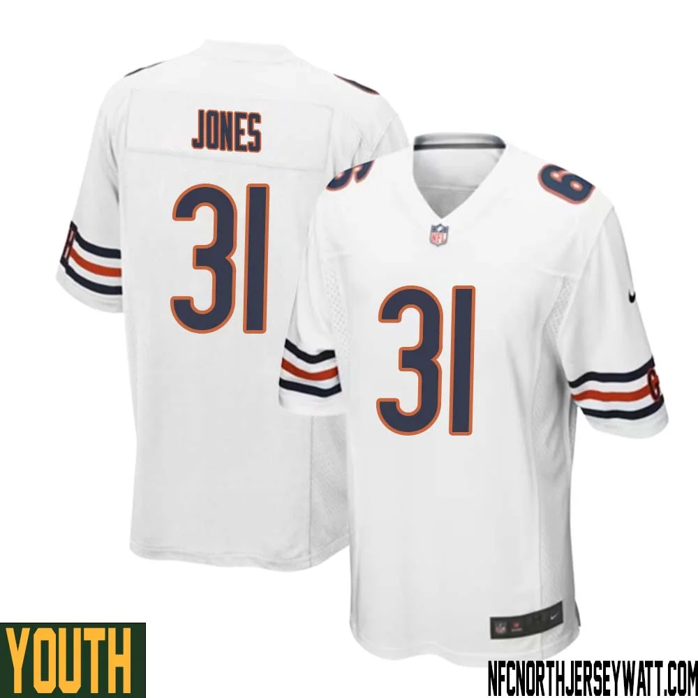 Jaylon Jones No 31 Youth White Chicago Bears Away Game Jersey 1
