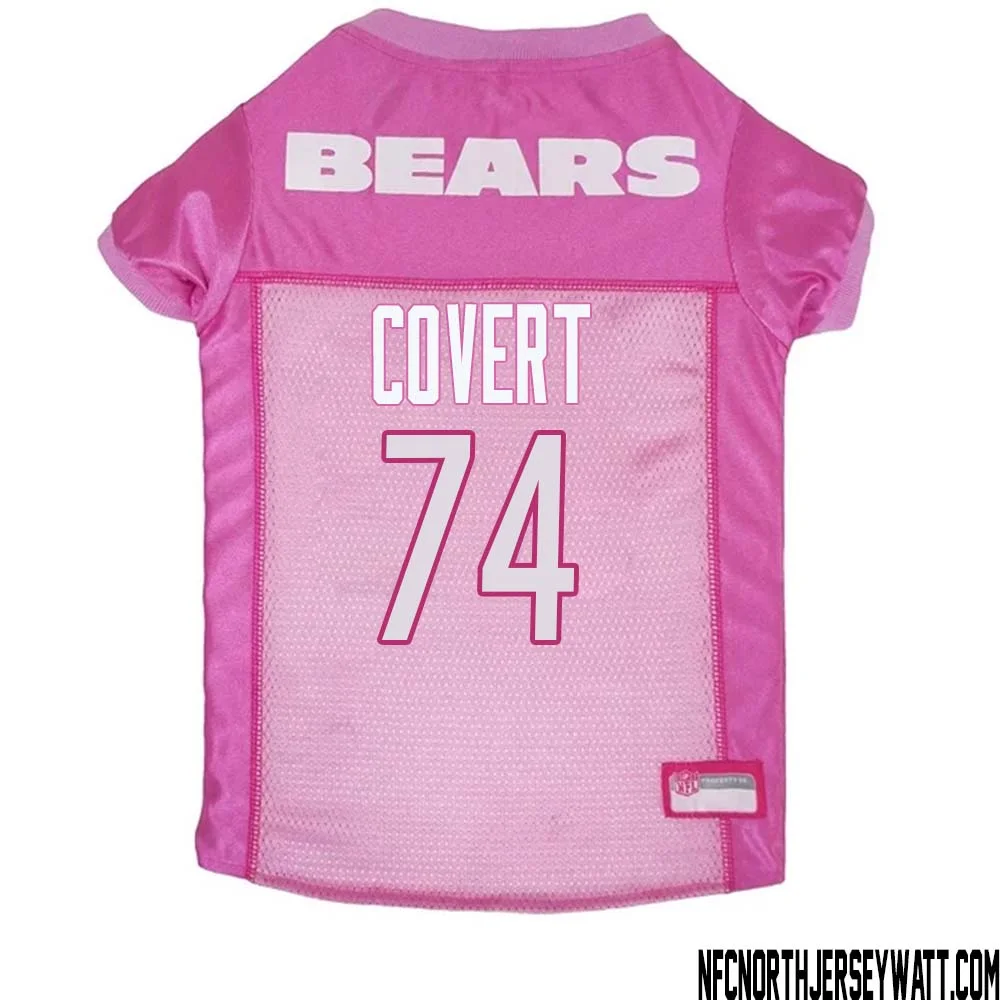 Jim Covert No 74 Chicago Bears Dog Jersey Pink