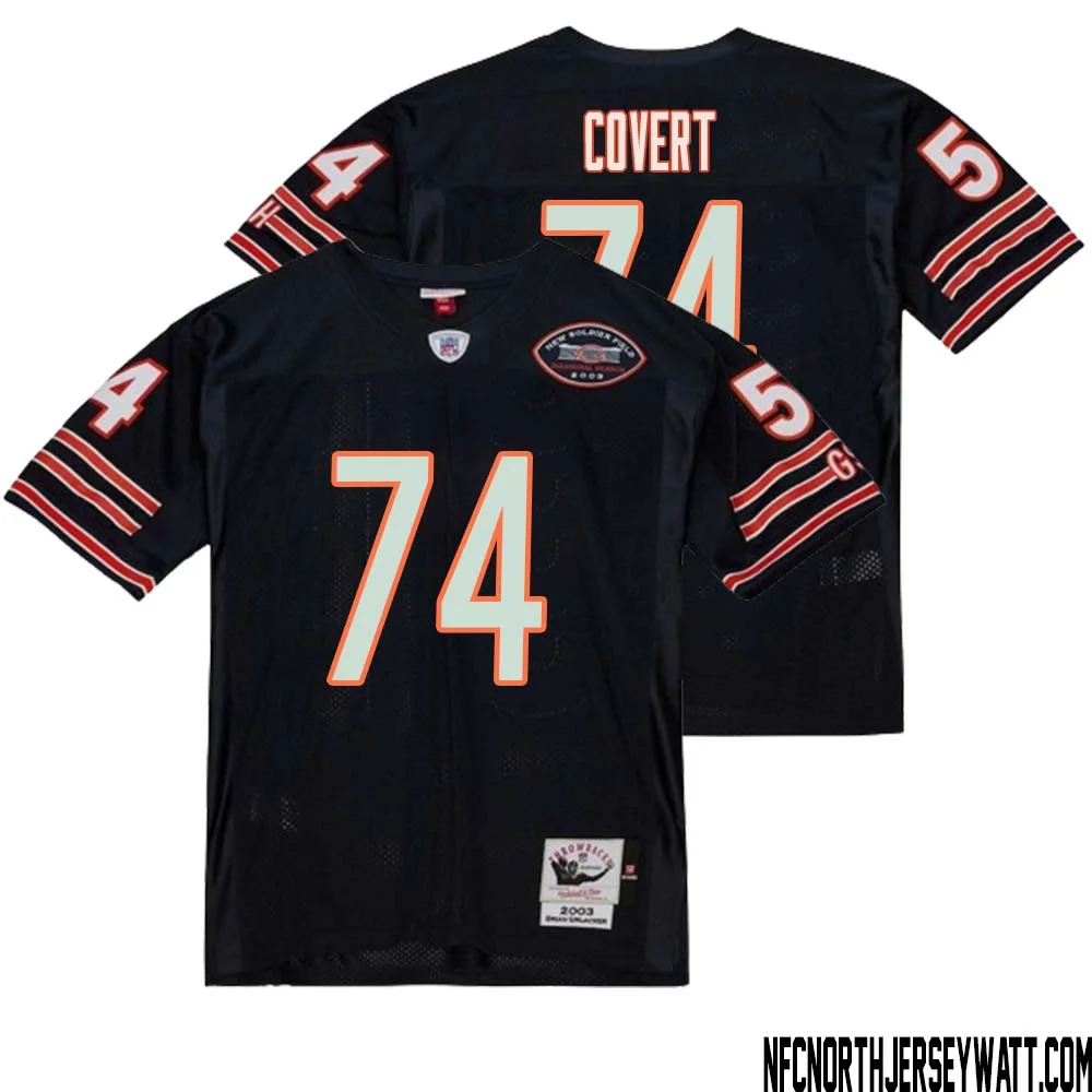 Jim Covert No 74 Men Mitchell Ness Navy Chicago Bears 2004 Authentic Throwback Retired Player Jersey