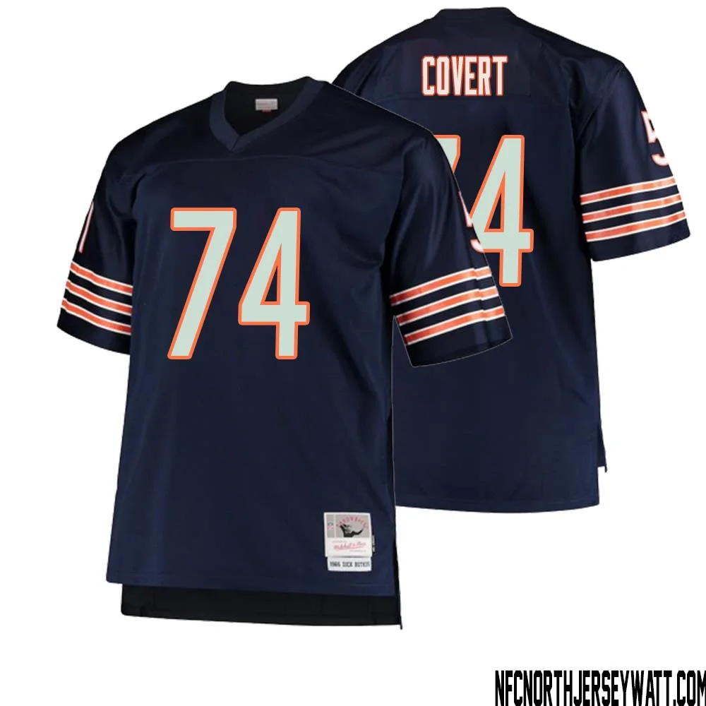 Jim Covert No 74 Men Mitchell Ness Navy Chicago Bears Big Tall 1966 Retired Player Replica Jersey