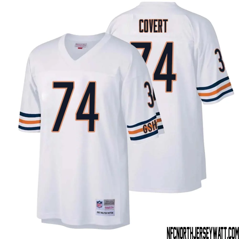 Jim Covert No 74 Men Mitchell Ness White Chicago Bears Legacy Replica Jersey 1