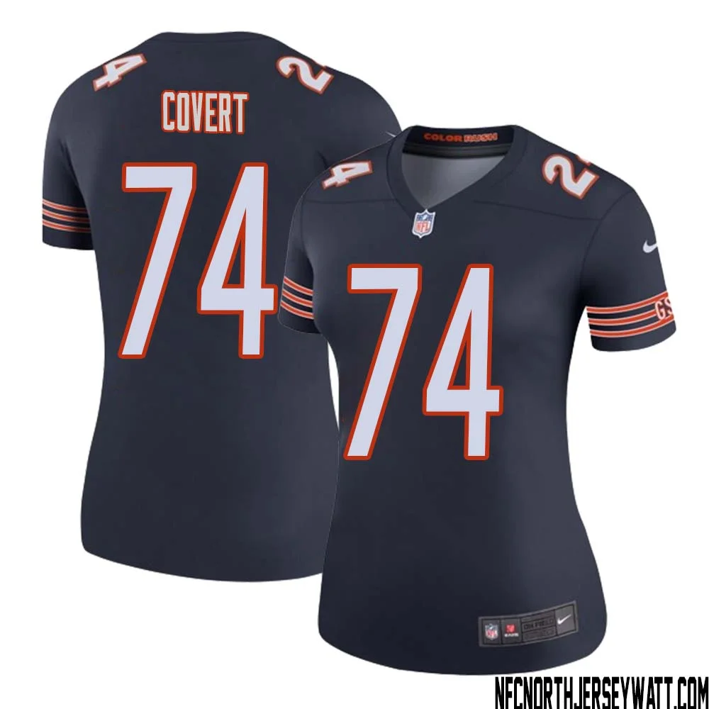 Jim Covert No 74 Women Navy Chicago Bears Color Rush Legend Jersey
