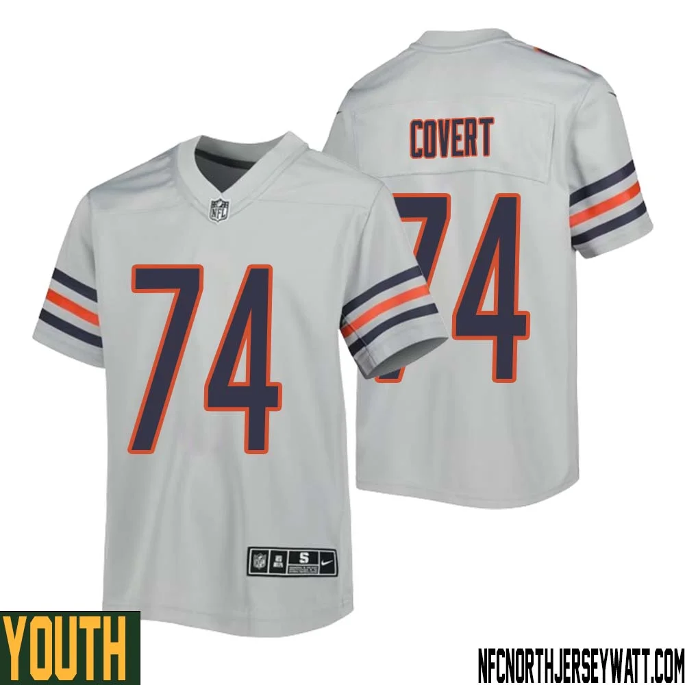 Jim Covert No 74 Youth Silver Chicago Bears Inverted Legend Jersey