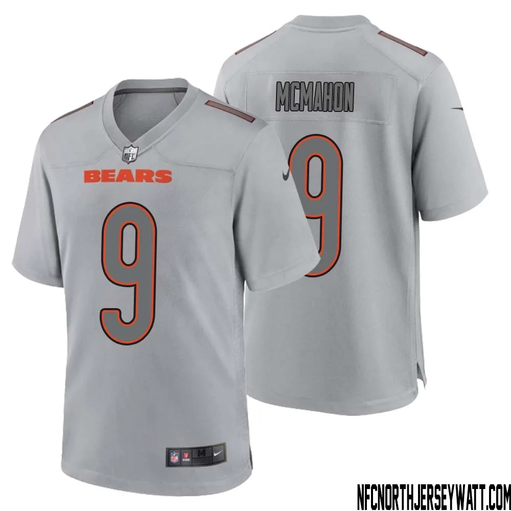 Jim McMahon No 9 Men Gray Chicago Bears Atmosphere Fashion Game Jersey 1