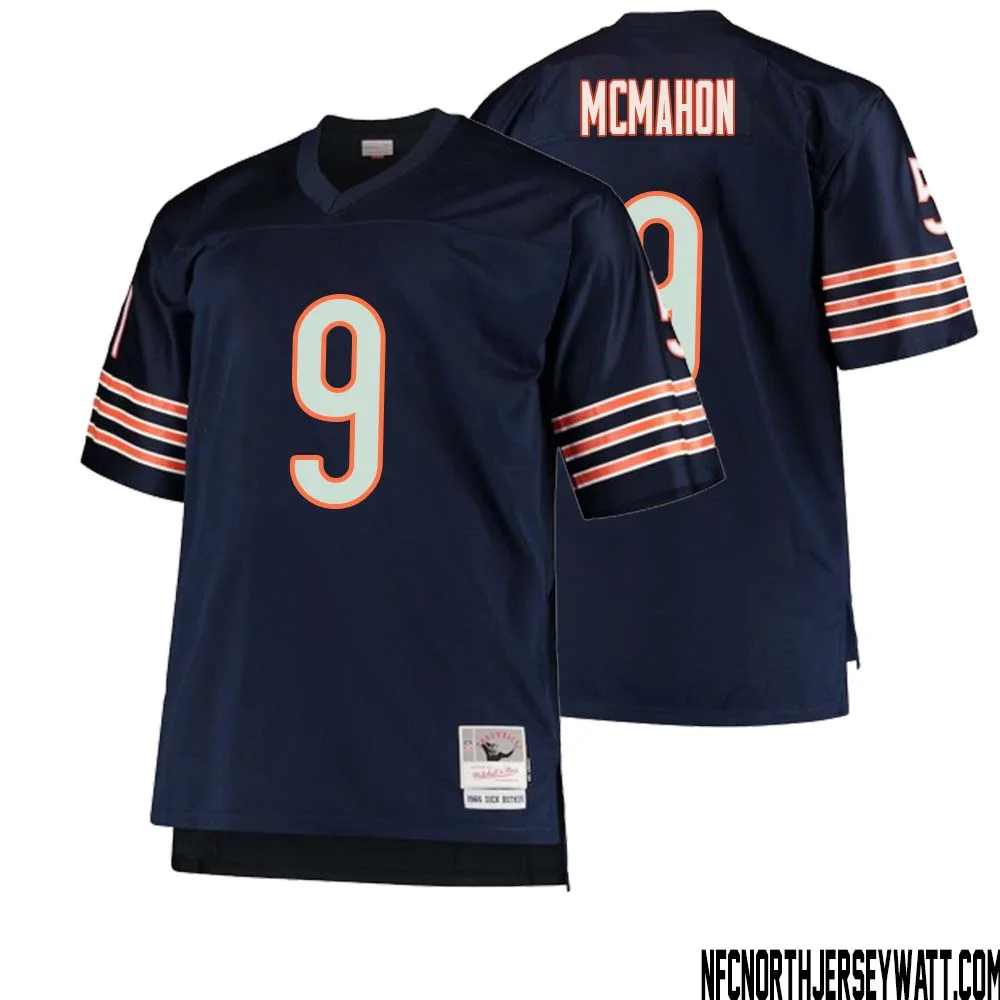 Jim McMahon No 9 Men Mitchell Ness Navy Chicago Bears Big Tall 1966 Retired Player Replica Jersey 1