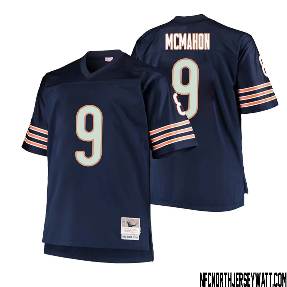 Jim McMahon No 9 Men Mitchell Ness Navy Chicago Bears Big Tall 1985 Retired Player Replica Jersey 2