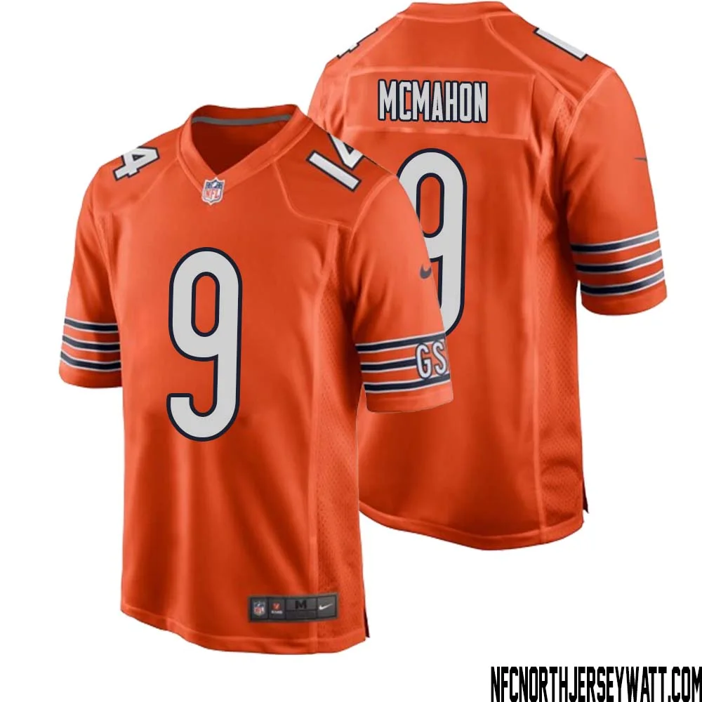 Jim McMahon No 9 Men Orange Chicago Bears Alternate Game Player Jersey 1