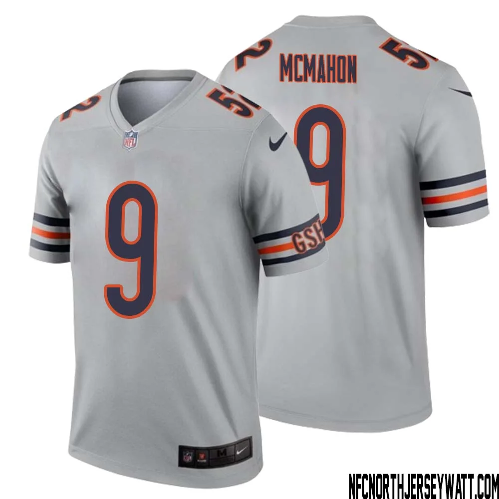 Jim McMahon No 9 Men Silver Chicago Bears Inverted Legend Jersey 1