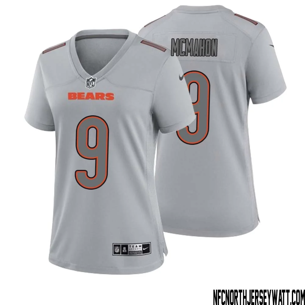 Jim McMahon No 9 Women Gray Chicago Bears Atmosphere Fashion Game Jersey 1