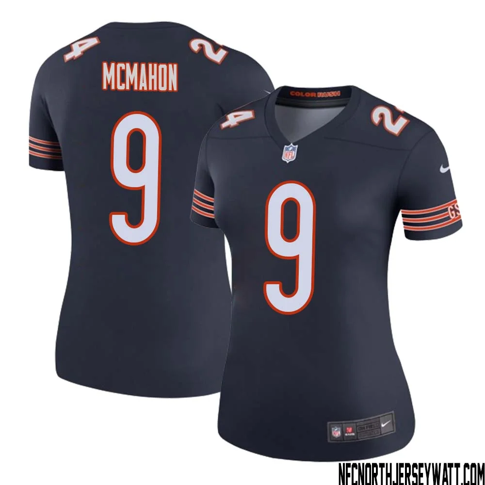 Jim McMahon No 9 Women Navy Chicago Bears Color Rush Legend Jersey