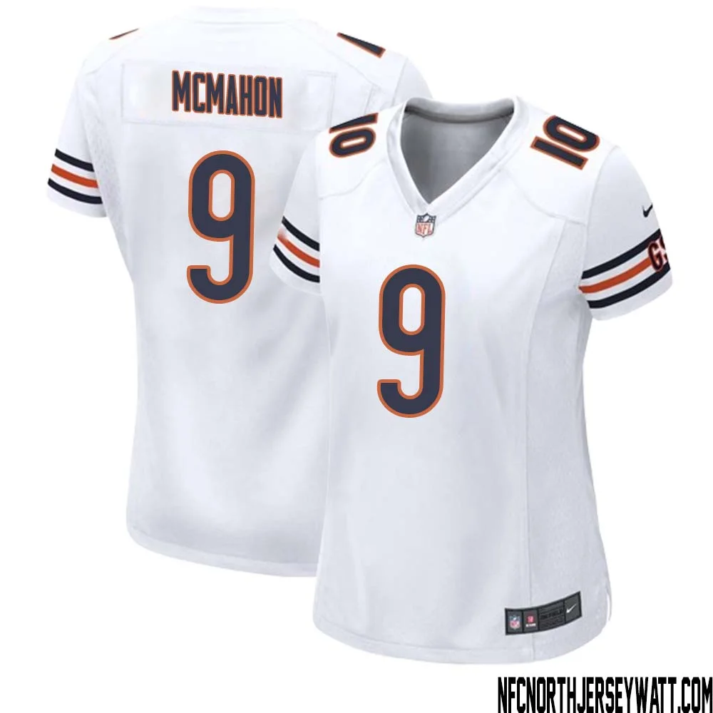 Jim McMahon No 9 Women White Chicago Bears Away Game Jersey