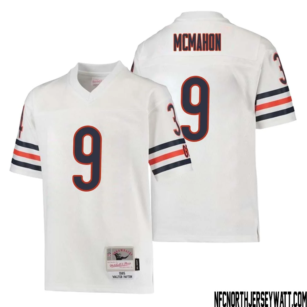 Jim McMahon No 9 Youth Mitchell Ness White Chicago Bears 1985 Retired Player Legacy Jersey 1