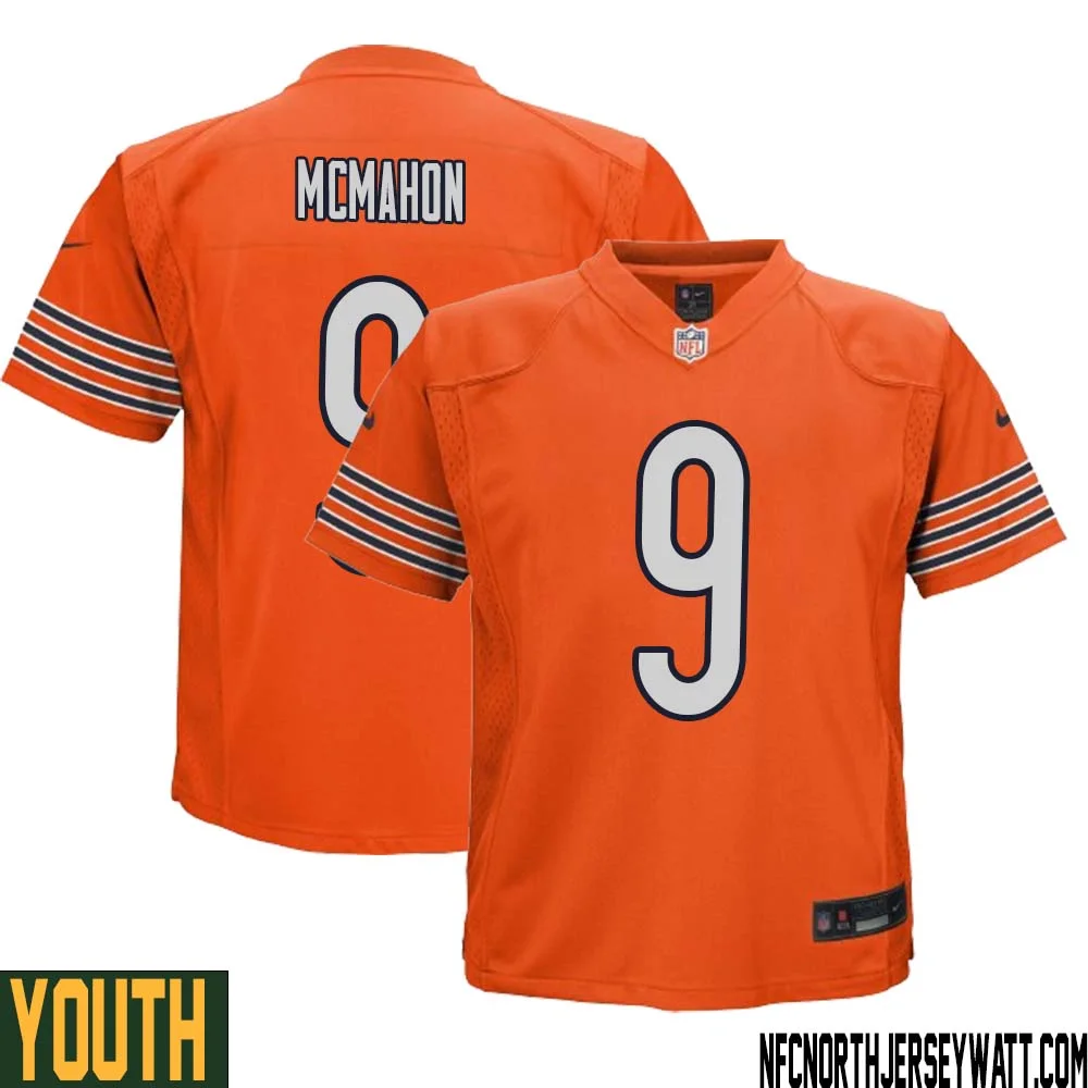 Jim McMahon No 9 Youth Orange Chicago Bears Alternate Game Player Jersey