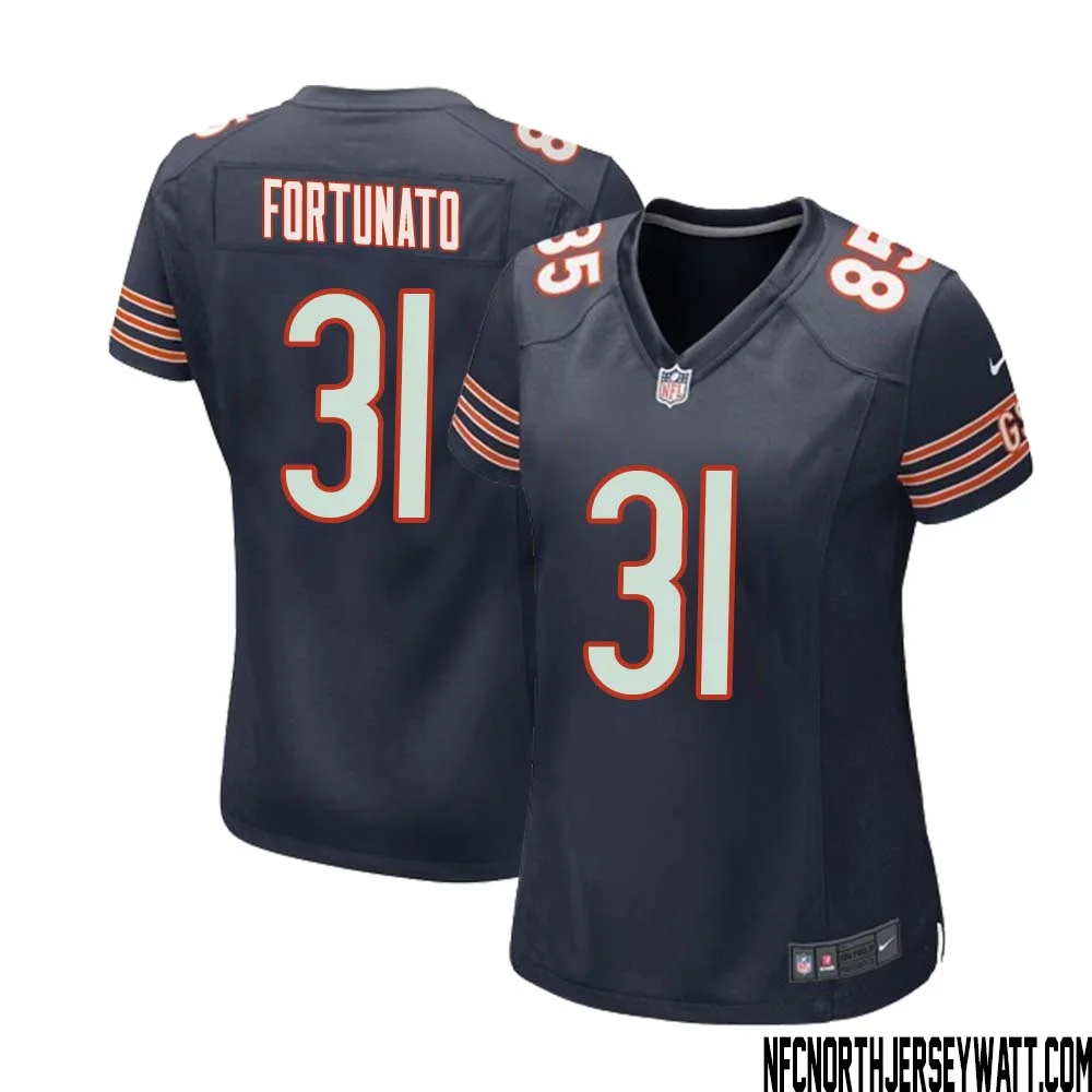 Joe Fortunato No 31 Chicago Bears Home Game Navy Jersey for Women
