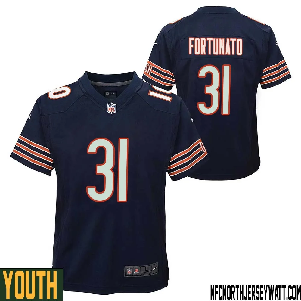 Joe Fortunato No 31 Chicago Bears Home Game Navy Jersey for Youth 1