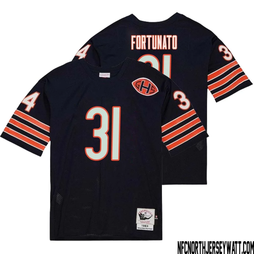 Joe Fortunato No 31 Men Mitchell Ness Navy Chicago Bears 2004 Authentic Throwback Retired Player Jersey 2