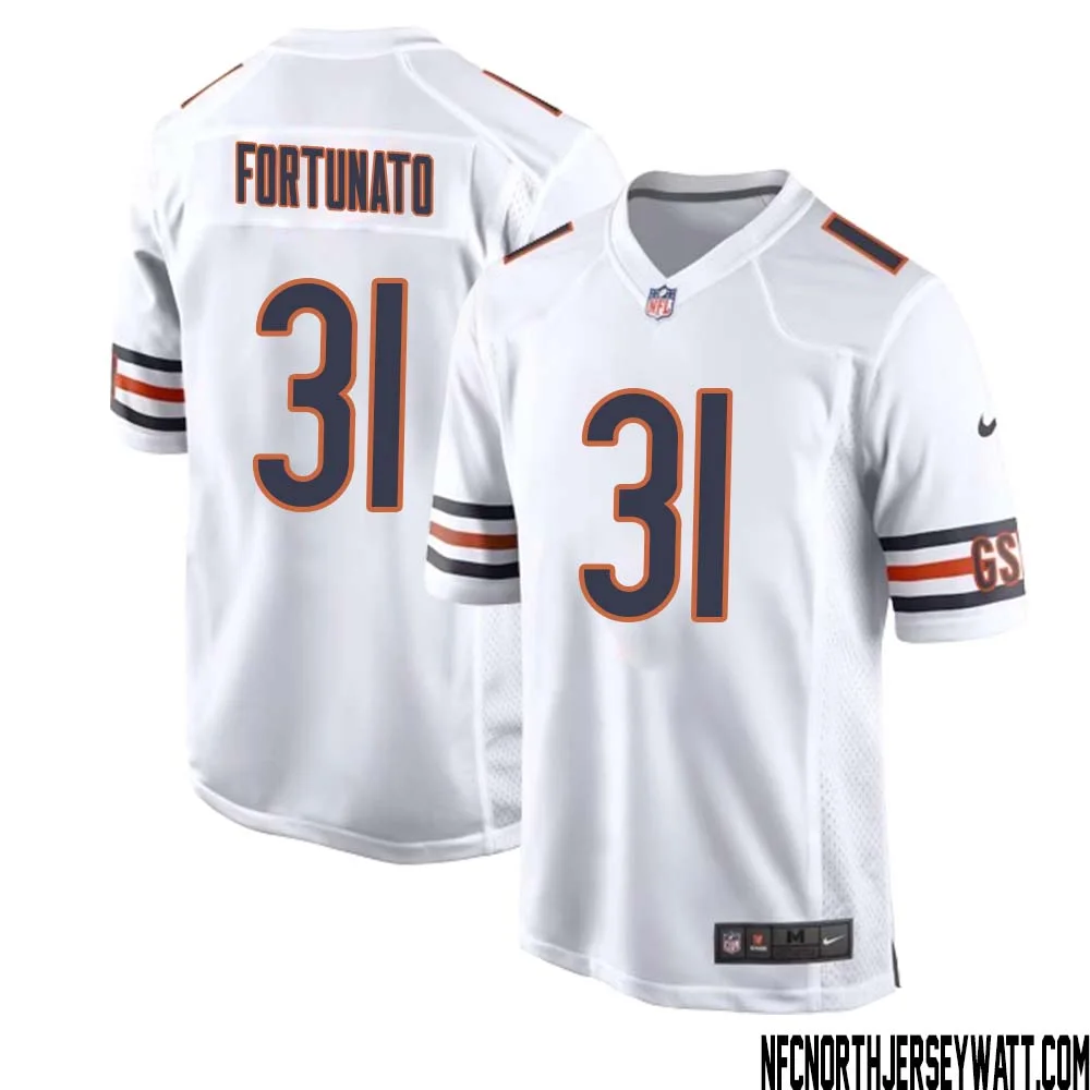 Joe Fortunato No 31 Men White Chicago Bears Away Game Jersey