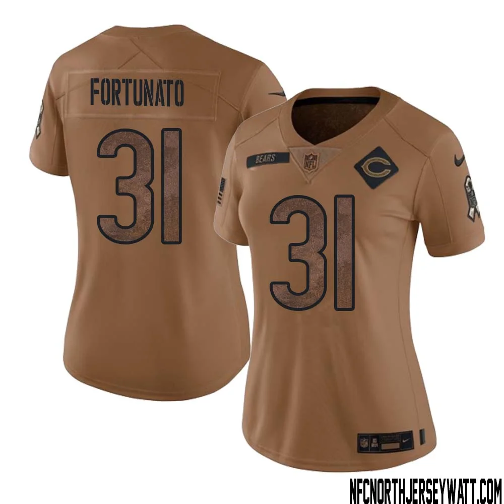 Joe Fortunato No 31 Women Brown Chicago Bears 2023 Salute To Service Retired Player Limited Jersey 1