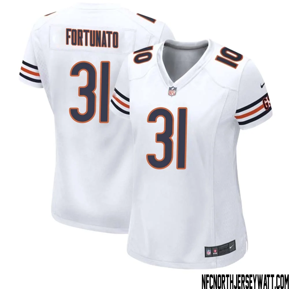 Joe Fortunato No 31 Women White Chicago Bears Away Game Jersey