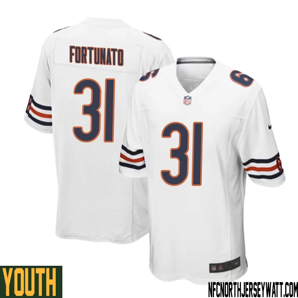 Joe Fortunato No 31 Youth White Chicago Bears Away Game Jersey