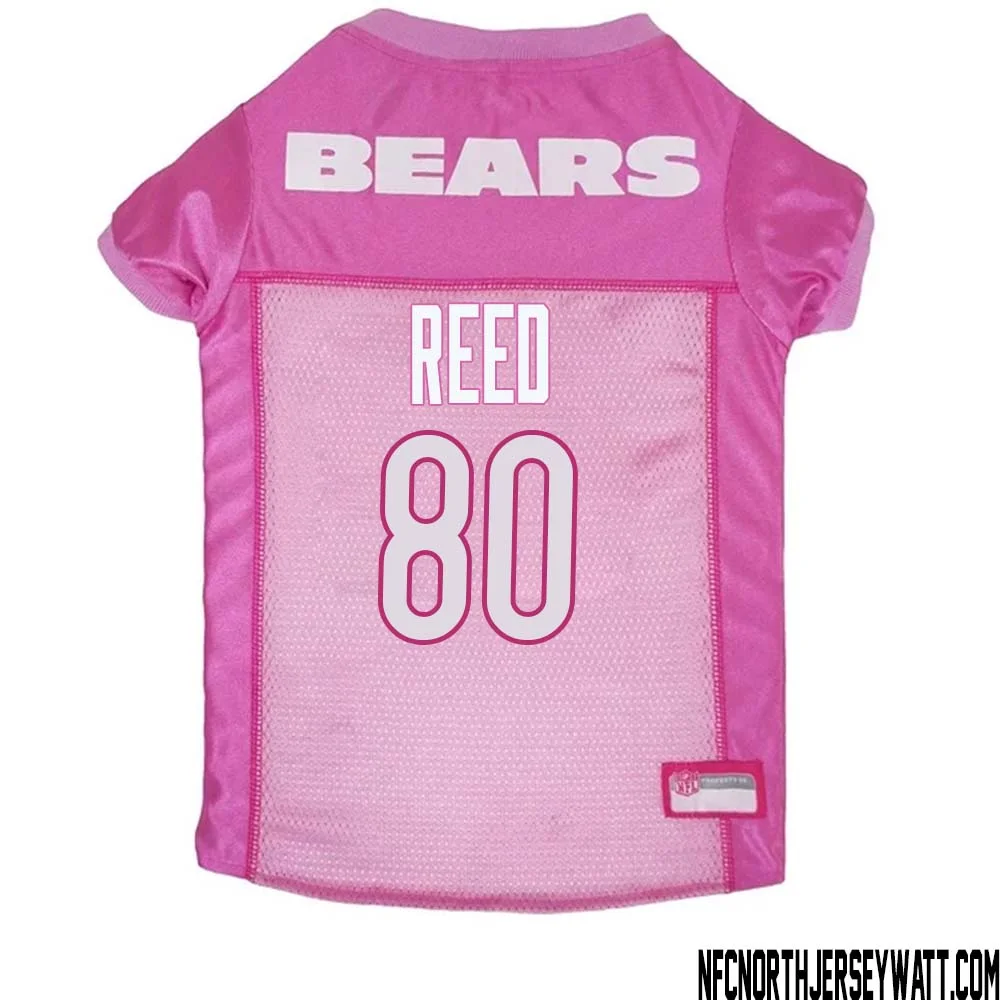 Joe Reed No 80 Chicago Bears Dog Jersey Pink 1