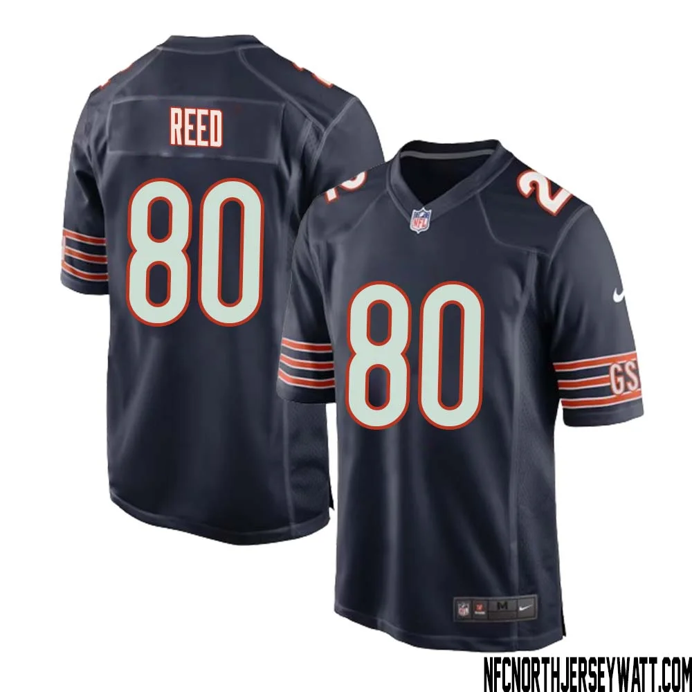 Joe Reed No 80 Chicago Bears Home Game Navy Jersey for Men