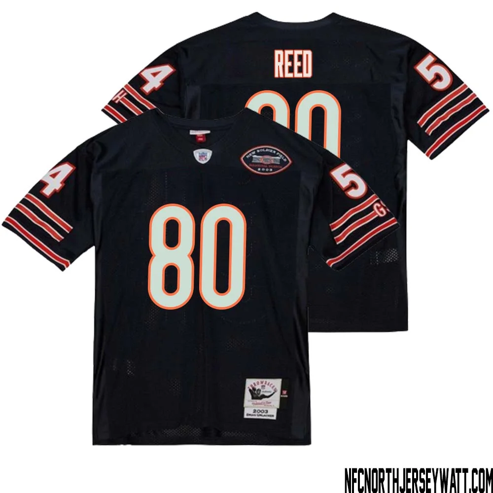 Joe Reed No 80 Men Mitchell Ness Navy Chicago Bears 2004 Authentic Throwback Retired Player Jersey 1 1