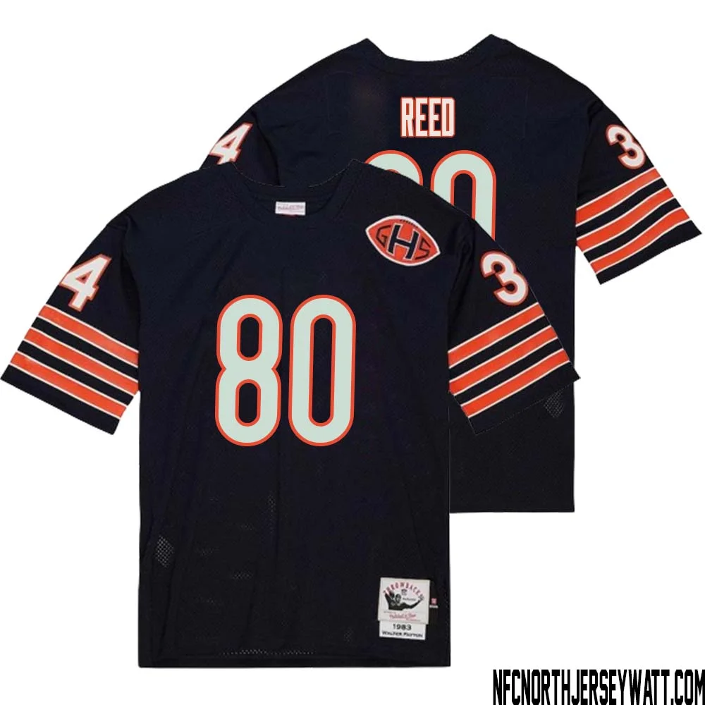 Joe Reed No 80 Men Mitchell Ness Navy Chicago Bears 2004 Authentic Throwback Retired Player Jersey 2