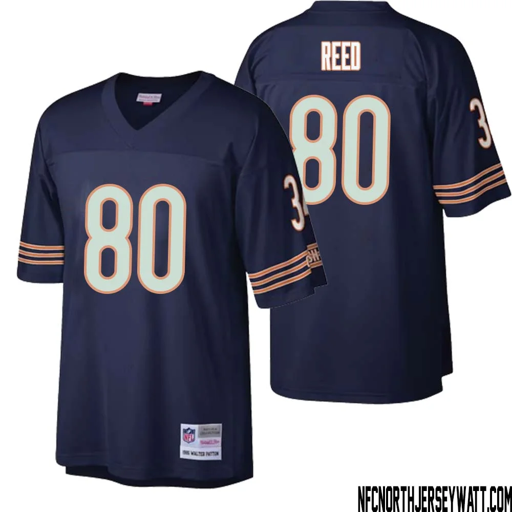 Joe Reed No 80 Men Mitchell Ness Navy Chicago Bears Big Tall 1985 Retired Player Replica Jersey 1