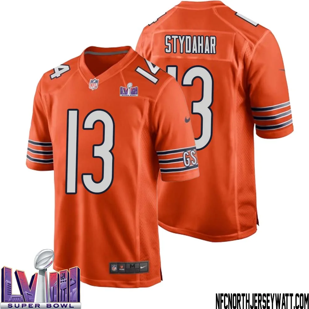 Joe Stydahar No 13 Chicago Bears Super Bowl LVIII Alternate Game Jersey Orange for Men