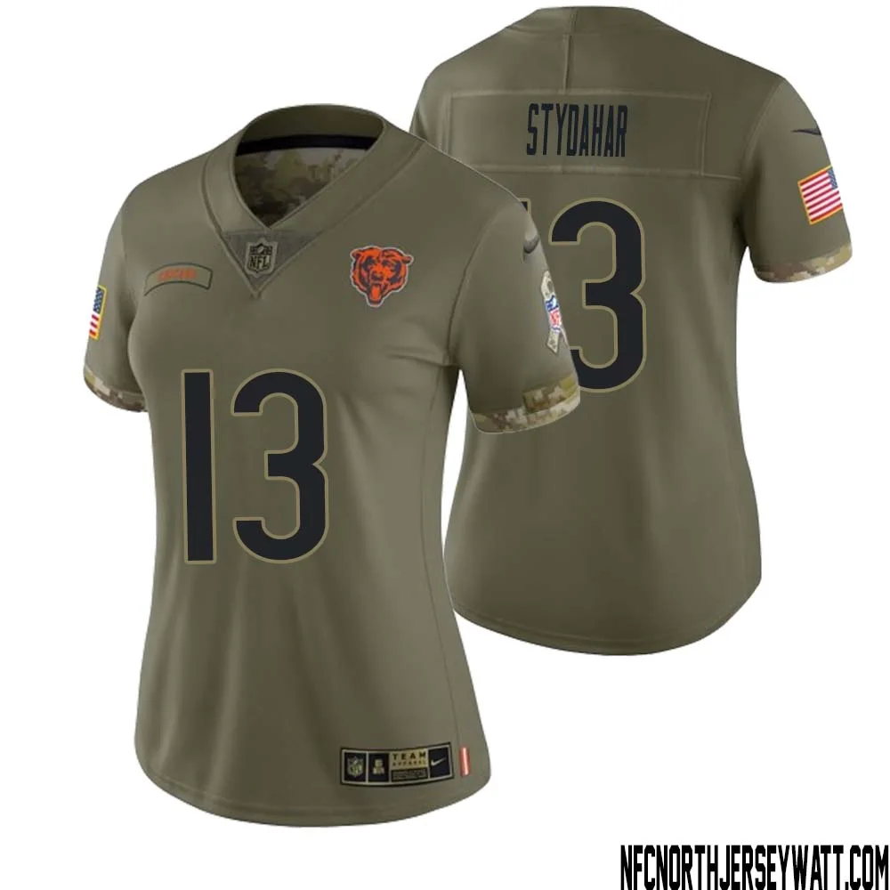 Joe Stydahar No 13 Women Olive Chicago Bears 2022 Salute To Service Retired Player Limited Jersey 1