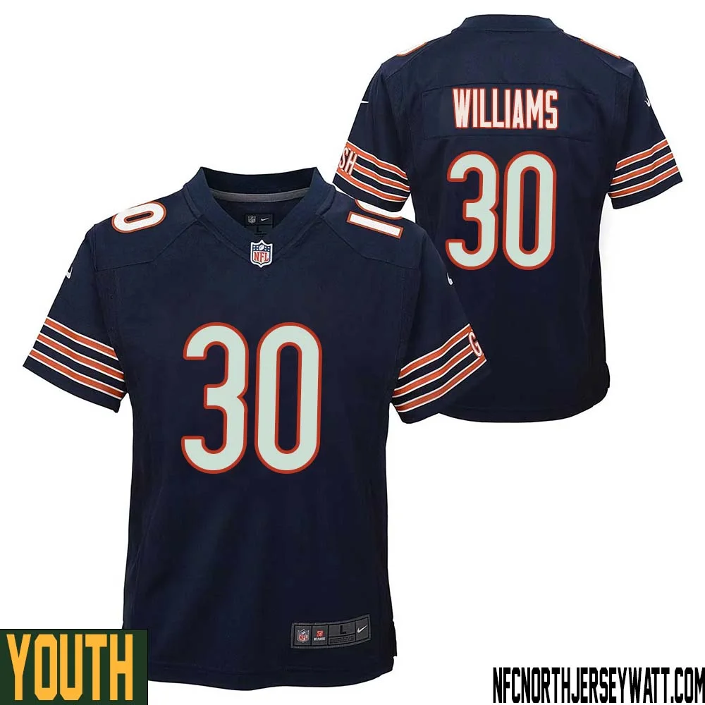 Joejuan Williams No 30 Chicago Bears Home Game Navy Jersey for Youth 1
